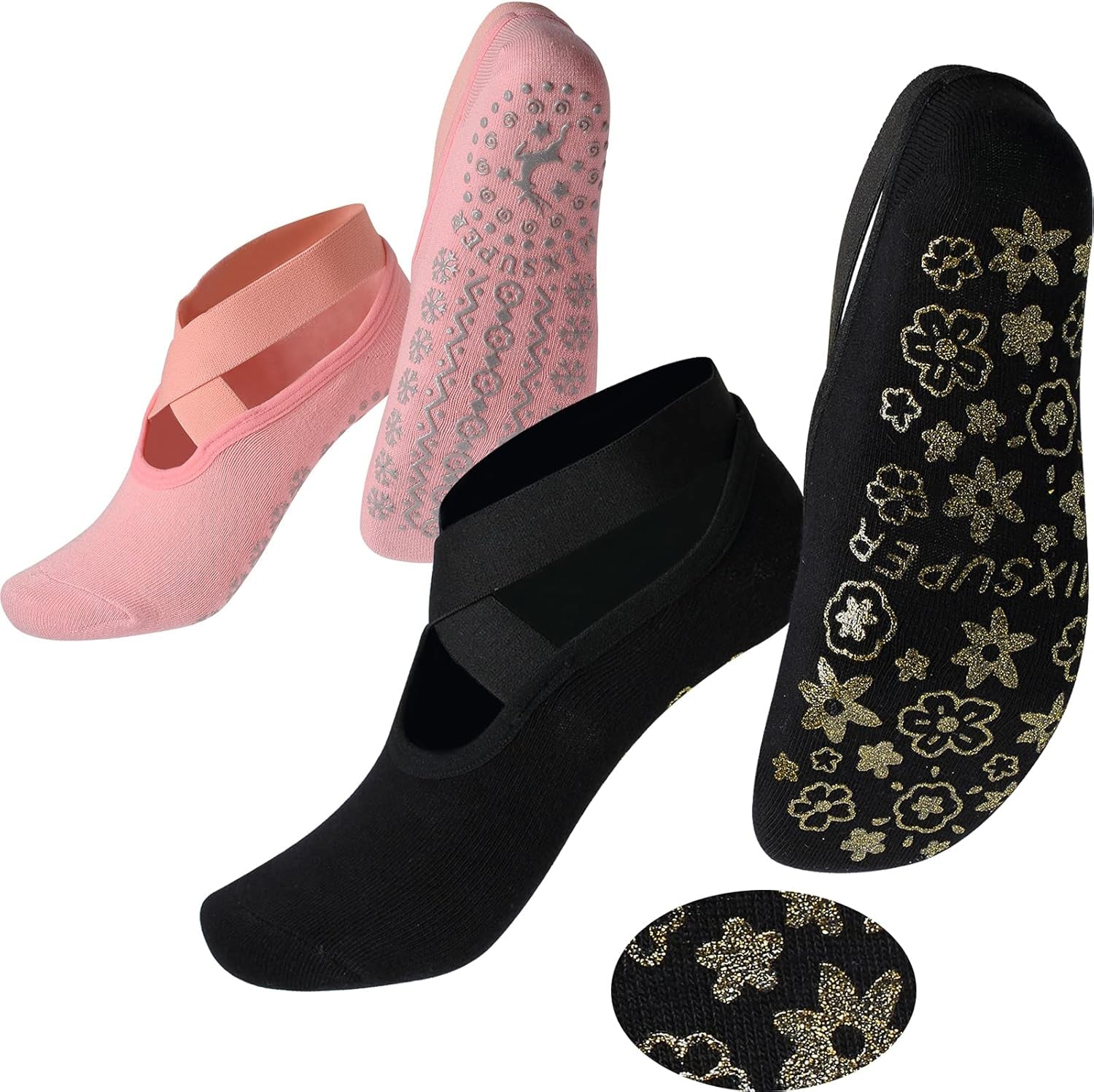 Yoga Socks with Grips Women Mens Non Slip Yoga Socks for Pilates Barre Dance Hospital