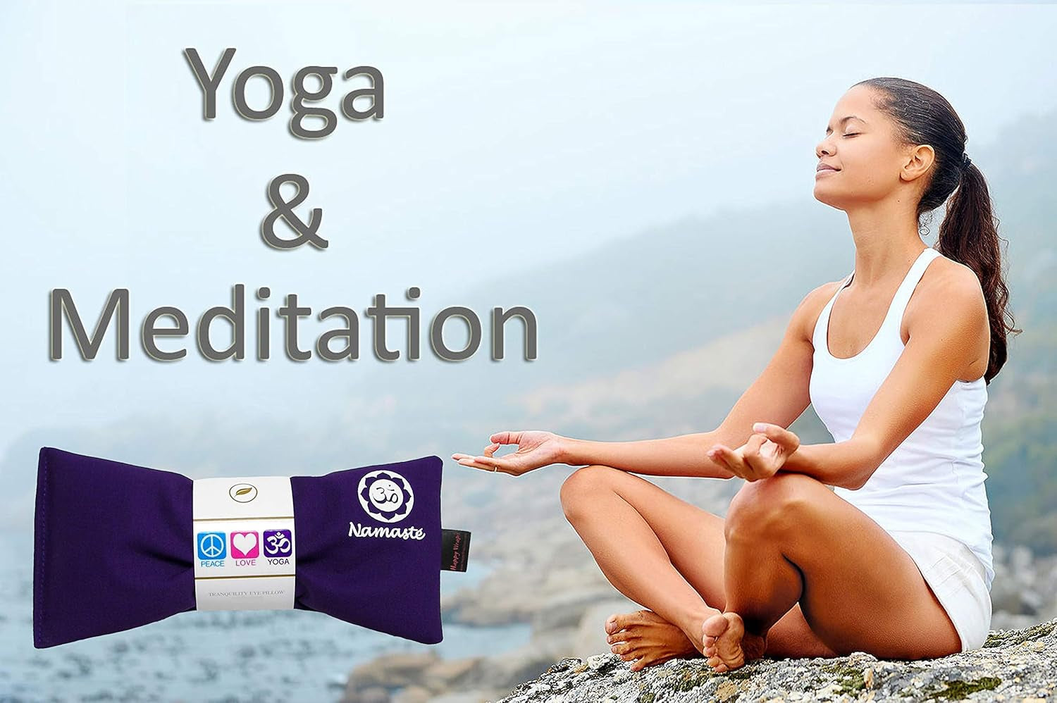 Lavender Eye Pillows - Yoga Eye Pillows Namaste Hot Cold Aromatherapy for Stress, Meditation, Spa, Relaxation Gifts - Made in USA by  - Set of 4 - Green Cotton