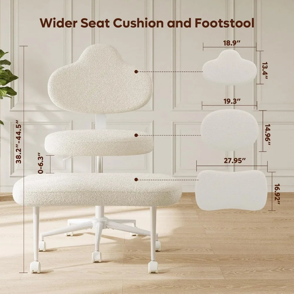 Cross Legged Office Chair with Wheels, Meditation Chair, ADHD Chair for Adults, Wider Criss Cross Chair, Height Adjustable Backr