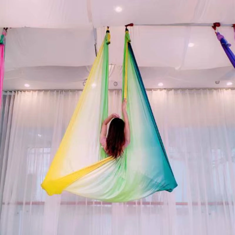 Anti-Gravity Multicolour Yoga Hammock Flying Swing 5M Fabrics Yoga Belts for the Yoga Exercise Air Swing Bed Trapeze Yoga Studio