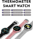 Smart Watch for Women, Sport Fitness Watch with Body Temperature Monitor/Heart Rate/Blood Pressure/Spo2/Sleep Monitor/Pedometer/Waterproof, Lady Bluetooth Smartwatch Sync with Google Fit, Pink