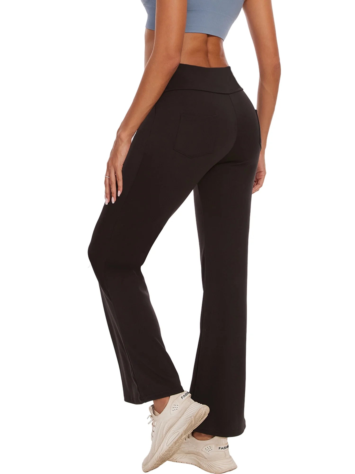 Womens Bootcut Yoga Pants with Pockets High Waist Bootleg Trousers Workout Gym Flare Legging Activewear Black XL
