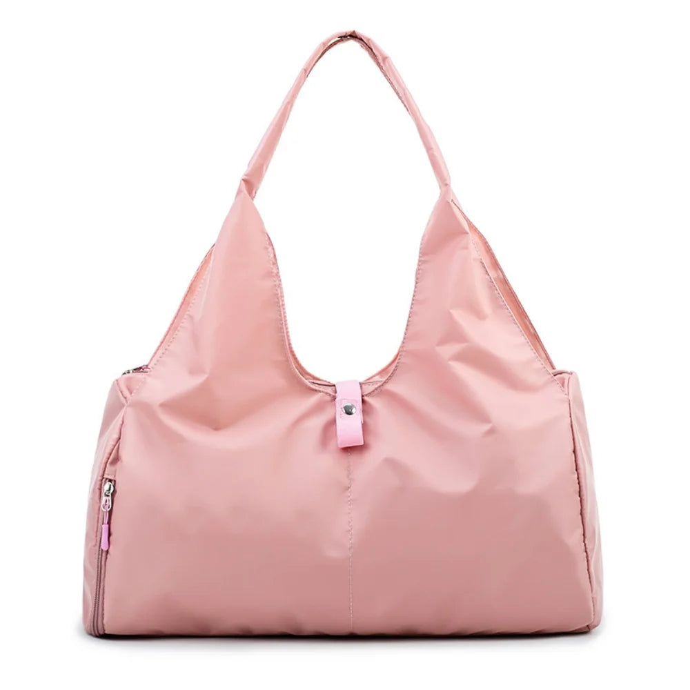 Yoga Bag Large Gym Bag for Women, Sports Bag with Shoe Compartment, Lightweight Waterproof Duffel Bag, Multi-Functional Travel Bag, Pink