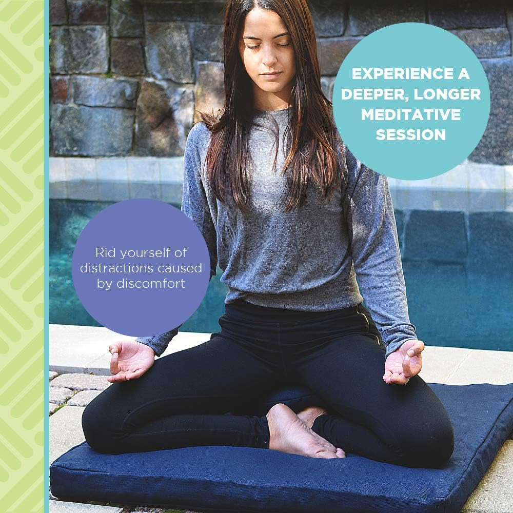 Hemp Zafu Meditation Cushion for Sitting on Floor, Hemp Yoga Pillow, Zafu Meditation Pillow, Zen Seiza Kneeling Prayer Pad Support - Made in USA - round Natural