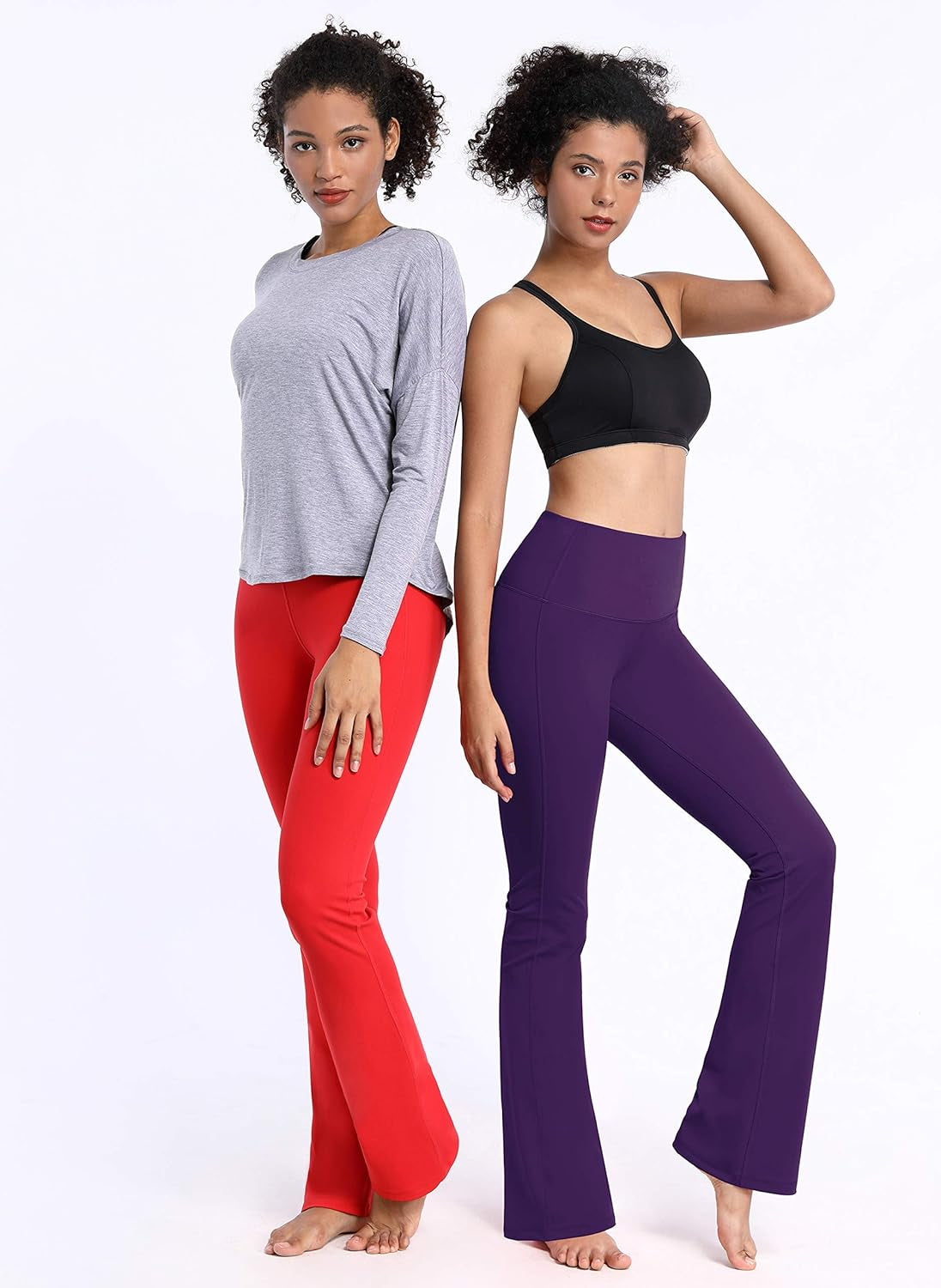 29"/ 20"/21" Women'S Stretchy Bootleg Yoga Capri Pants with Out Pockets Basic Polyester_Pansypurple S_29" Inseam