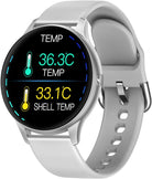 Smart Watch for Women, Sport Fitness Watch with Body Thermometer/Heart Rate/Blood Pressure/Spo2/Sleep Monitor/Pedometer/Waterproof, Lady Bluetooth Smartwatch Grey