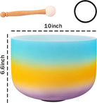Crystal Singing Bowl Kit, 440Hz 10 Inch G Note Quartz Chakra Singing Bowl Rainbow Blue Sound Bowl with Free O-Ring & Mallet for Sound Healing Meditation Yoga