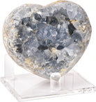 Celestite Crystals Heart Blue Geode Celestite Cluster Natural Celestite Stone Large Healing Crystal for Home Decor, Gifts with Plastic Stand 3.2"-3.6"