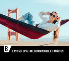 2 Person Portable Hammock - Backpacking to Camping - Double Hammock for Travel & Outdoor