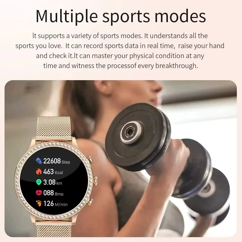 Smart Watch for Lady 1.28'' Bluetooth Call Blood Pressure DIY Custom Dial Sport Fitness Bracelet Waterproof Men Smartwatch Women