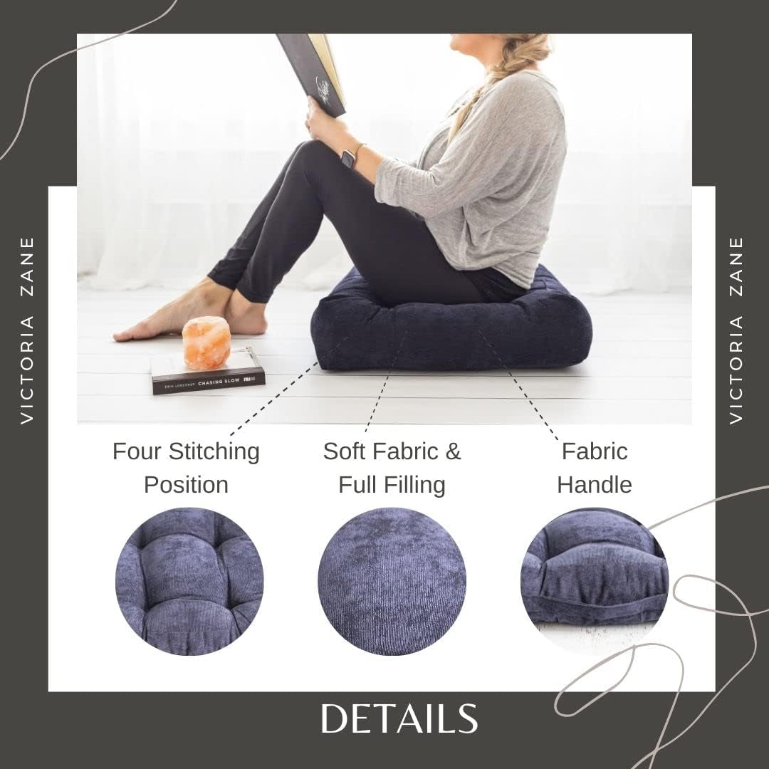 Victoriazane Large Floor Pillow, Thick Meditation Cushion Floor Pillows Seating for Adults, 24X24X7 Thick & Solid Lounge Pillows for Floor, Large Meditation Pillow, Thick Floor Cushion