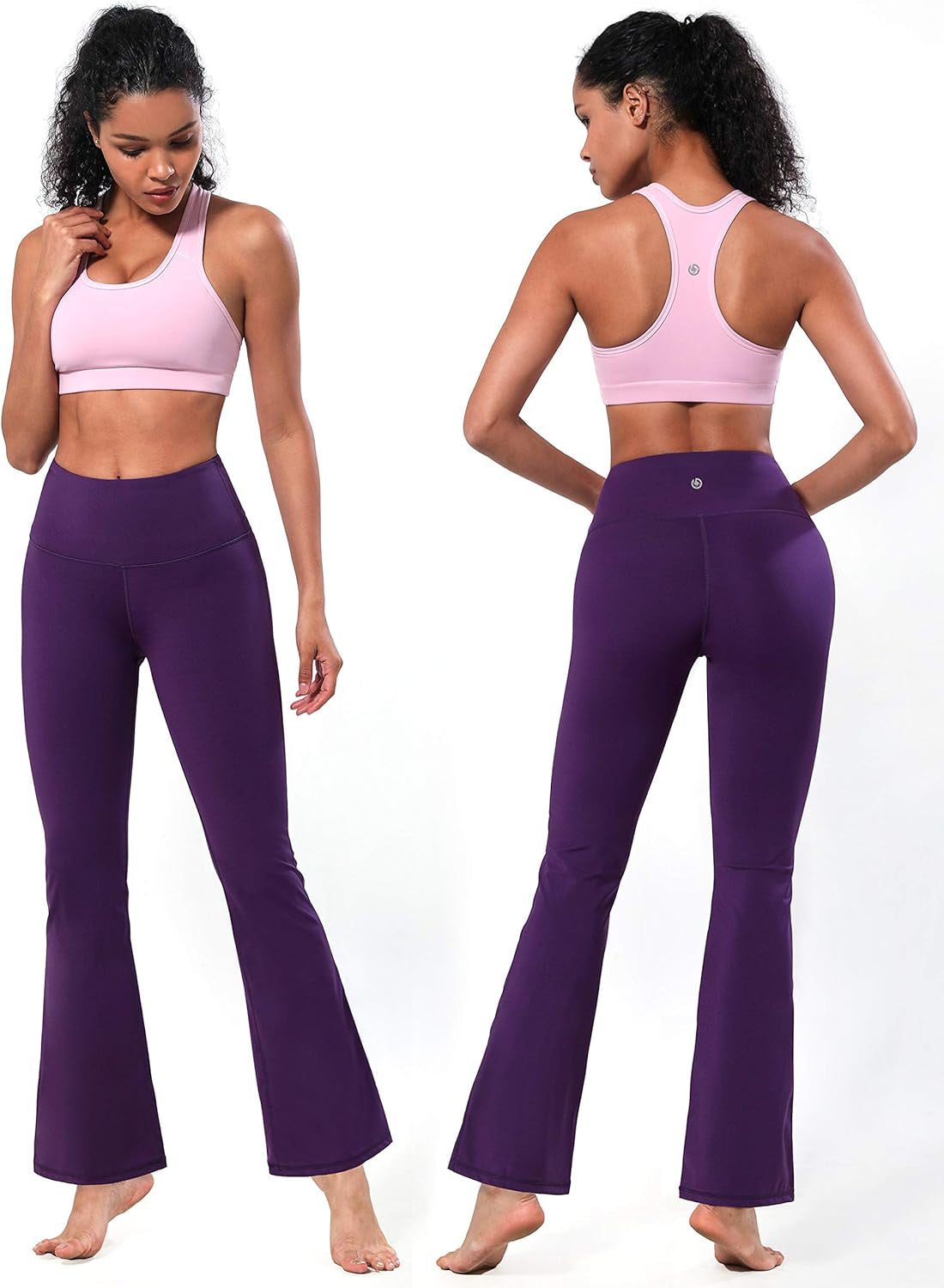 29"/ 20"/21" Women'S Stretchy Bootleg Yoga Capri Pants with Out Pockets Basic Polyester_Pansypurple S_29" Inseam