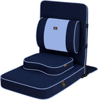 Extra Large Meditation Chair and Yoga Chair W Back Support Cushion and Meditation Block | Yoga Chair for Adults | Premium Floor Chair | Portable | Navy Blue, Seat Size: 24X22 In
