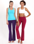 29"/ 20"/21" Women'S Stretchy Bootleg Yoga Capri Pants with Out Pockets Basic Polyester_Pansypurple S_29" Inseam