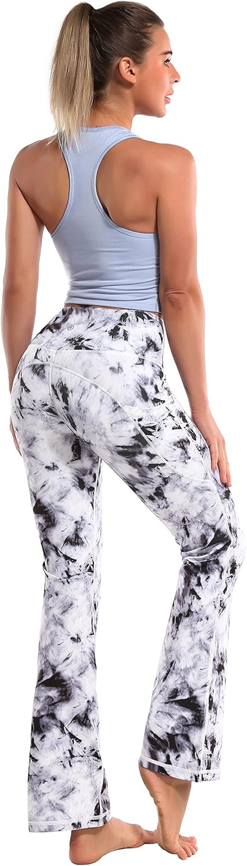 29"/31"/33"/35"/37" Women Bootleg/Wide Legs High Waist Yoga Pants Tummy Control Bootcut Workout Flared Out Pockets