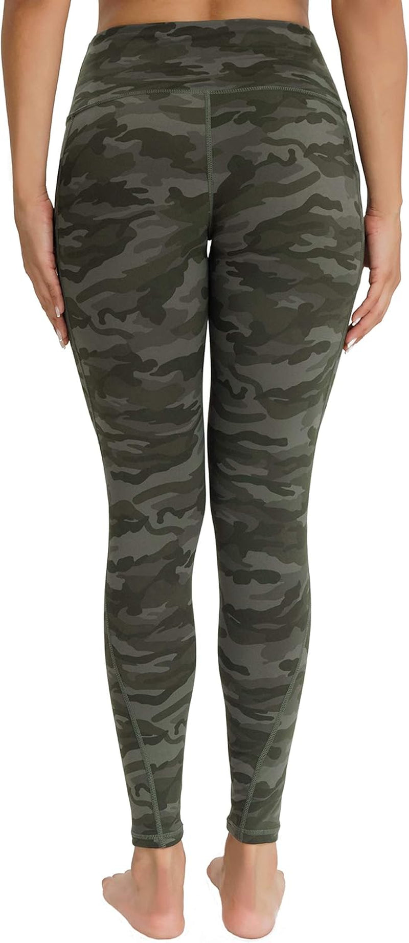 Camo Yoga Leggings for Women High Waisted Workout Long Compression Yoga Pants for Girls with Pockets,Army S