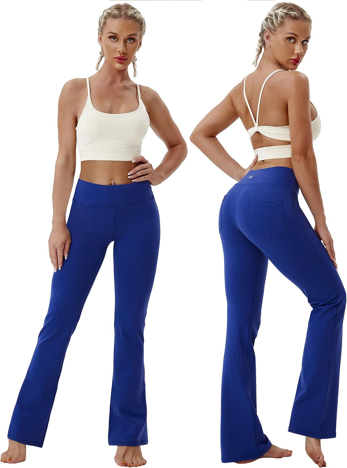 29"/31"/33"/35" 3 Styles Women'S Bootcut Yoga Pants Basic/Back Pockets High Waist Workout Tummy Control Flare