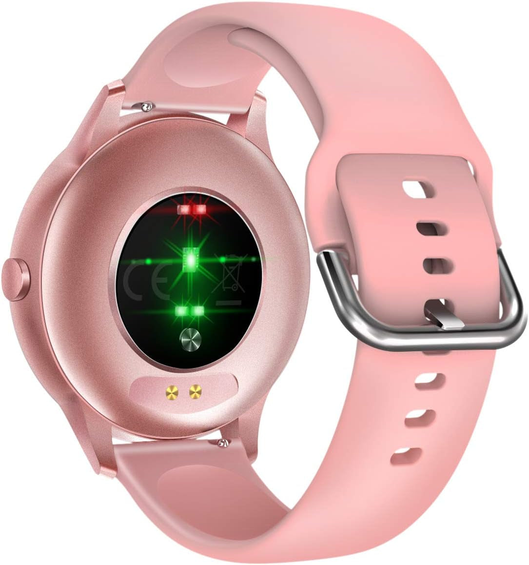 Smart Watch for Women, Sport Fitness Watch with Body Temperature Monitor/Heart Rate/Blood Pressure/Spo2/Sleep Monitor/Pedometer/Waterproof, Lady Bluetooth Smartwatch Sync with Google Fit, Pink