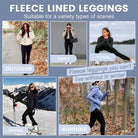 3 Pack Fleece Lined Leggings Women with Pockets - High Waisted Tummy Control Winter Thermal Warm Yoga Workout Pants