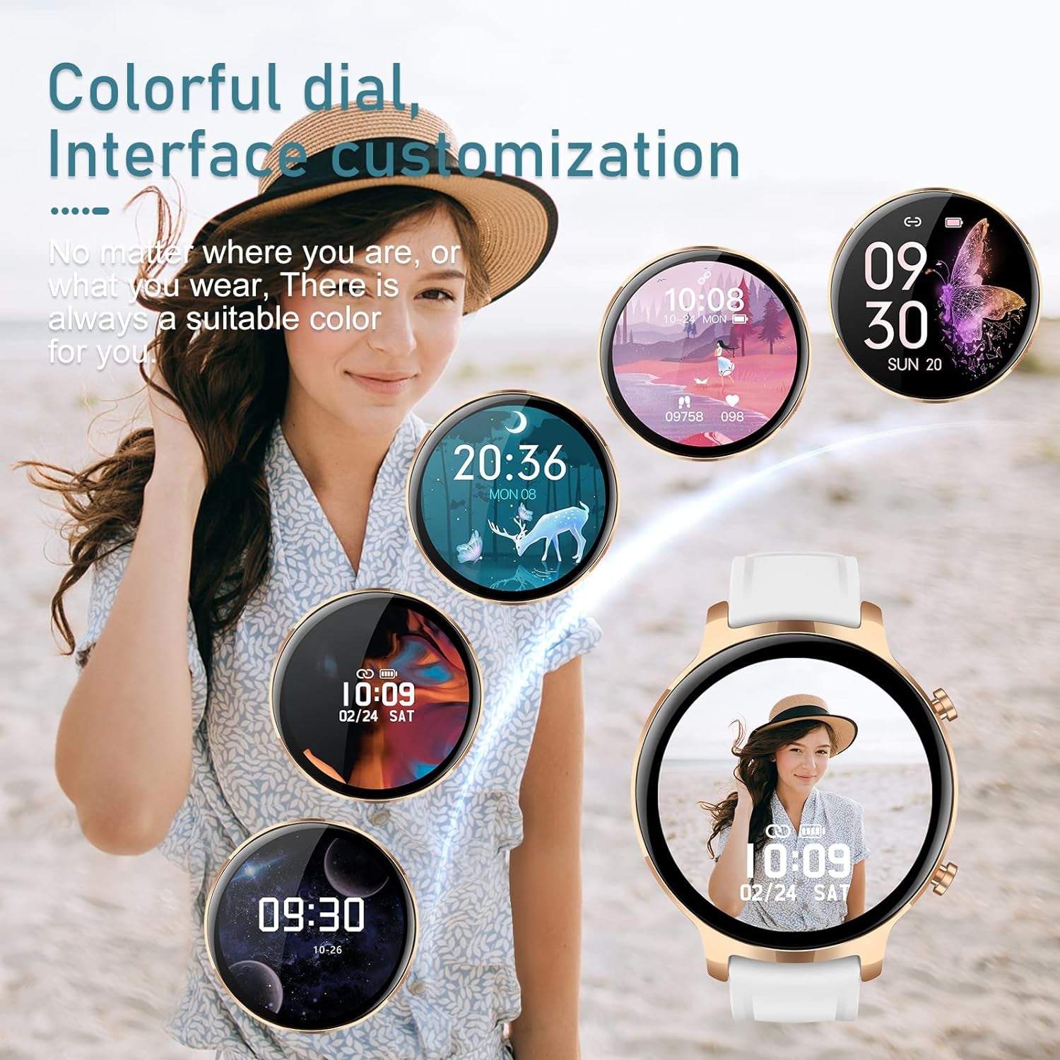 Smart Watches for Women Men 1.3" Touch Screen Smart Watch for Android Phones Waterproof Fitness Watch Heart Rate Monitor Sleep Tracker Pedometer Activity Tracker Smartwatch for Ios Android