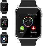 Smart Watch Bluetooth Watch Support Make/Answer Phones Receive/View Messages Compatible Iphone Android Ios Phones with Camera Pedometer SIM SD Card Slot for Men Women Kids (Silver)