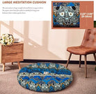 Boho Floor Pillow, Bohemian Patchwork Style Meditation Pillow round Seat Cushion Yoga Cushion India Seating Pad for Living Room Bedroom Balcony Garden, 22 Inch, Blue