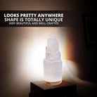 7.5 In. Natural Selenite Crystal Lamp with Wooden Base and USB Port (5-7 Lbs.)