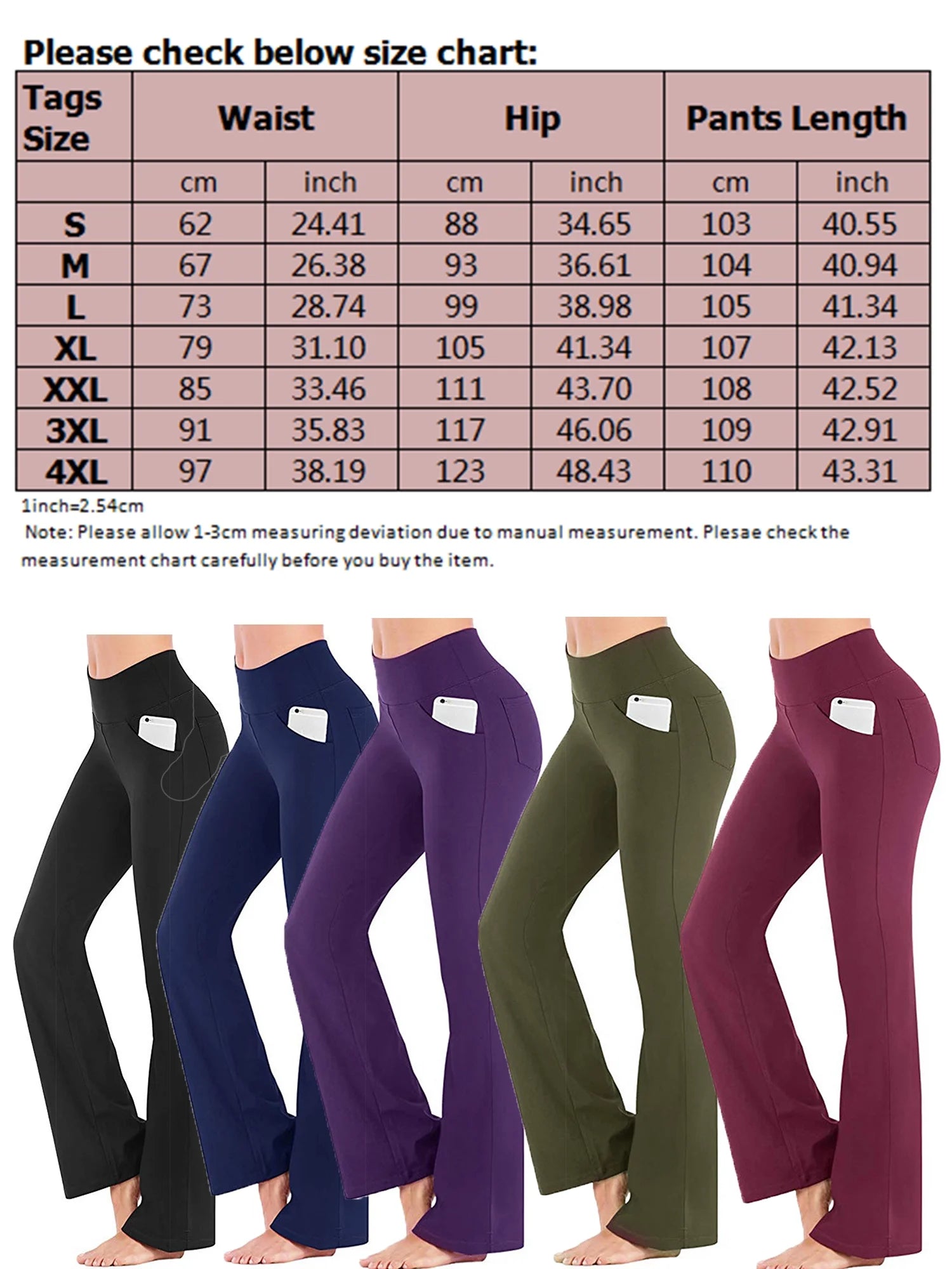 Avamo Women'S Bootcut Yoga Pants with Pockets Moisture-Wicking High Waist Bootleg Gym Fitness Trousers plus Size Pant Stretch Yoga Workout Pants for Women