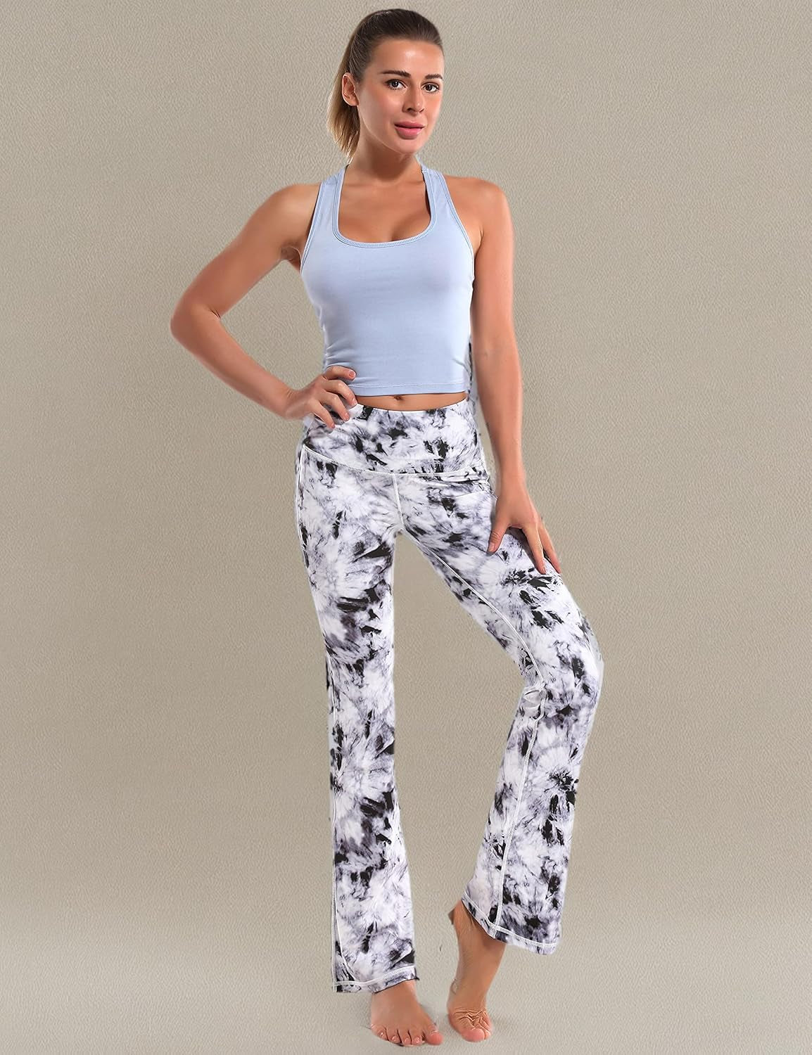29"/31"/33"/35"/37" Women Bootleg/Wide Legs High Waist Yoga Pants Tummy Control Bootcut Workout Flared Out Pockets
