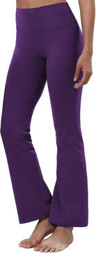 29"/ 20"/21" Women'S Stretchy Bootleg Yoga Capri Pants with Out Pockets Basic Polyester_Pansypurple S_29" Inseam