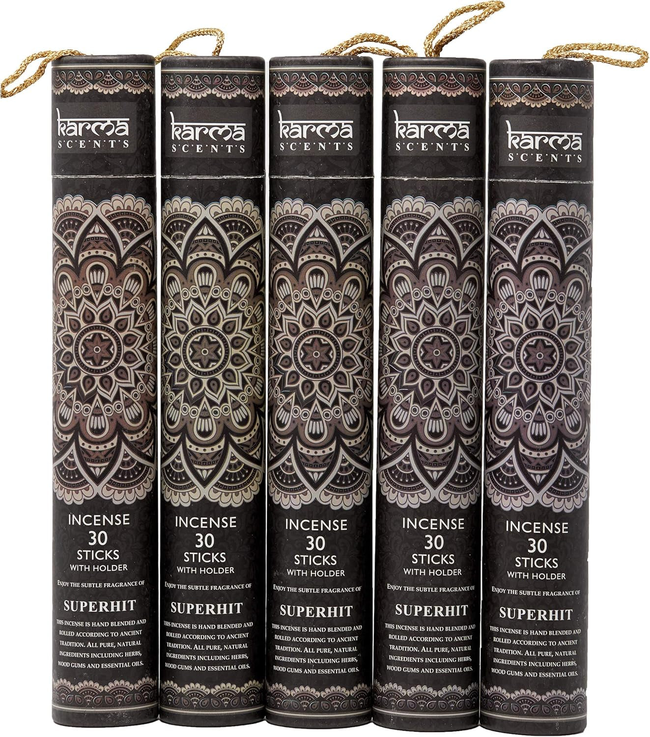 Premium Super Hit Incense Sticks, 5 Set Gift Pack with a Free Holder in Each Box. Includes 150 Sticks and Five Incense Burners | Perfect for Home Decor and Gifts.