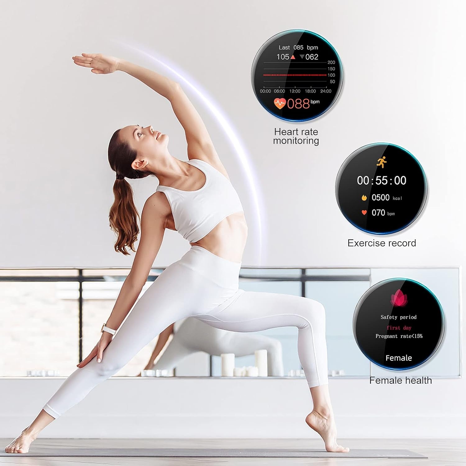 Smart Watches for Women Men 1.3" Touch Screen Smart Watch for Android Phones Waterproof Fitness Watch Heart Rate Monitor Sleep Tracker Pedometer Activity Tracker Smartwatch for Ios Android