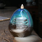 Ceramic LED Backflow Incense Holder Creative Waterfall Incense Burner Aromatherapy Censer Ornament Reflux Incense Burner Crafts Home Decoration