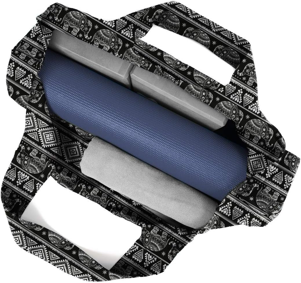Large Yoga Mat Bag | the ORIGINAL totepro | Large Yoga Mat Tote Sling Carrier with Side Pocket | Fits Most Size Mats (Thai Elephant)