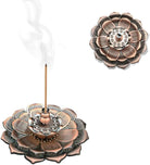 3-In-1 Lotus Stick Incense Burner Disc and Cone Incense Holder Ash Catcher Cinnamon Organic Citronella (Red Copper)