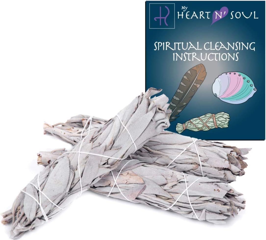 White Sage 3 Pack Bundle - 4 Inches Smudge Sticks Home Spiritual Cleansing Meditation Relaxation Aromatherapy Healing Energy Rituals - Premium California White