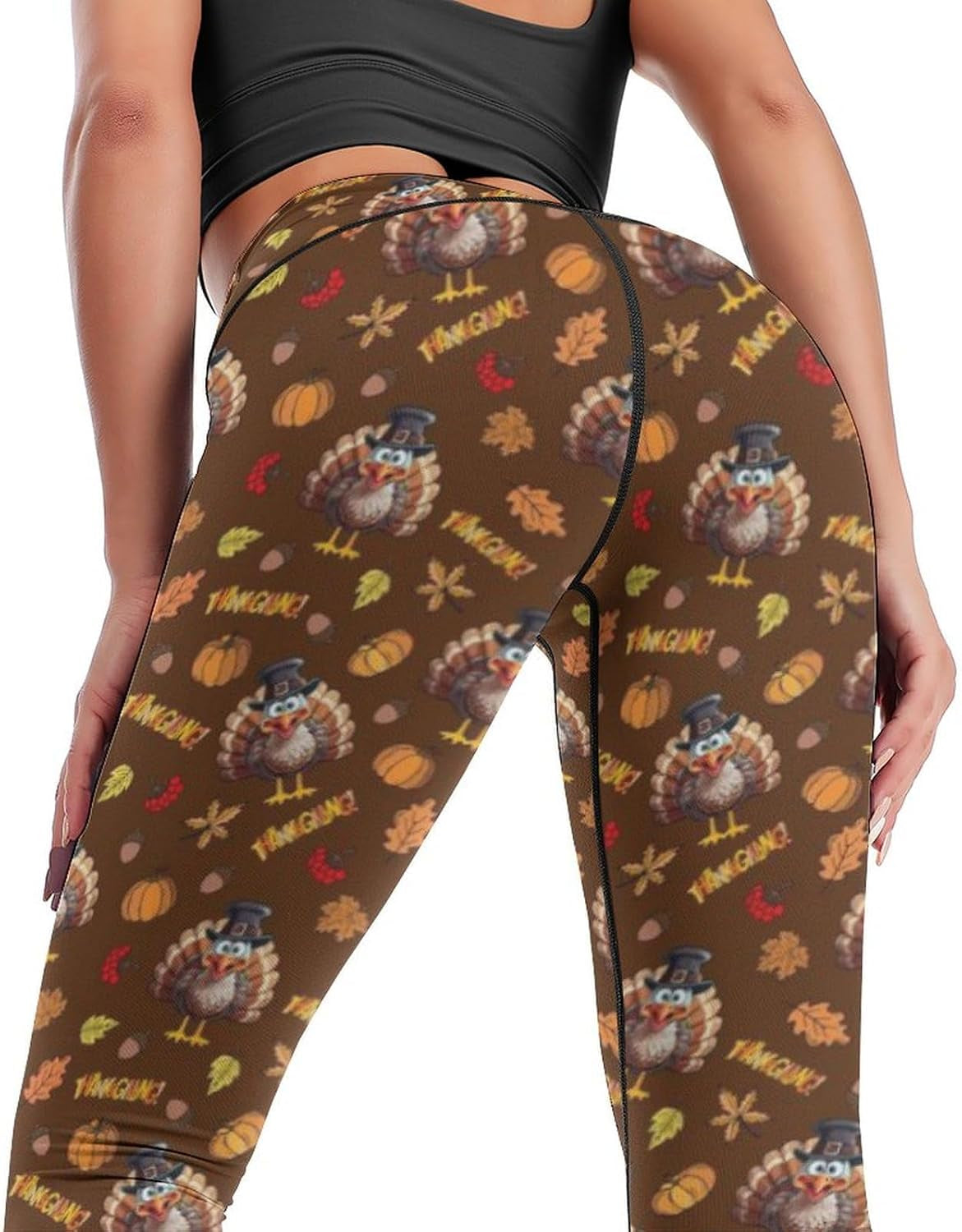Women'S Yoga Pants Thanksgiving Turkey Pumpkin Tummy Control Leggings High Waisted Yoga Pants Workout Yoga Leggings