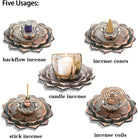 3-In-1 Lotus Stick Incense Burner Disc and Cone Incense Holder Ash Catcher Cinnamon Organic Citronella (Red Copper)