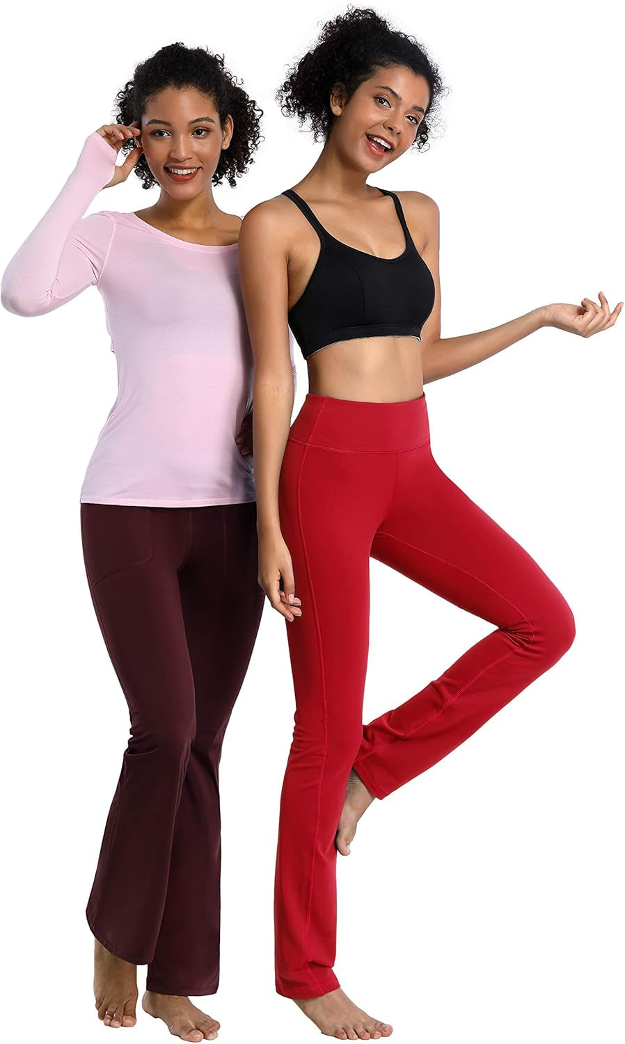 29"/31"/33"/35"/37" Women'S High Waist Straight Leg Yoga Pants Tummy Control Workout Pants with Pockets