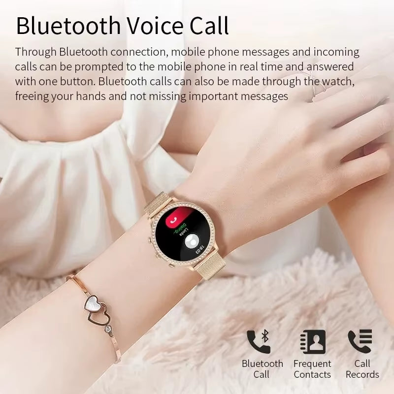 Smart Watch for Lady 1.28'' Bluetooth Call Blood Pressure DIY Custom Dial Sport Fitness Bracelet Waterproof Men Smartwatch Women