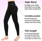Women'S High Waist Yoga Pants Full-Length Leggings with Pocket,Tummy Control Workout Sports Yoga Leggings Black