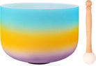 Crystal Singing Bowl Kit, 440Hz 10 Inch G Note Quartz Chakra Singing Bowl Rainbow Blue Sound Bowl with Free O-Ring & Mallet for Sound Healing Meditation Yoga