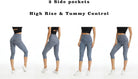 Women'S High Waist Biker Shorts Running Gym Compression Spandex Shorts Side Pockets Yoga Capri Leggings