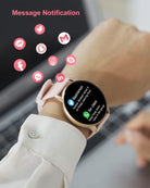 Women Smart Watch Compatible with Iphone and Android Phones IP68 Waterproof, round Watch for Women Smartwatch Fitness Tracker Heart Rate Monitor Digital Watch with Personalized Watch Faces (Pink)