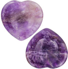 Pack of 2 Amethyst Crystal Thumb Worry Stone for Anxiety, Healing Crystal Pocket Palm Stone, Heart Shape