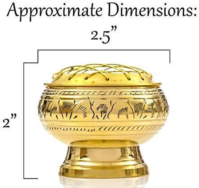 Premium Bundle of Hand Carved Brass Incense Holder with Frankincense Resin. Comes with 10 Charcoal
