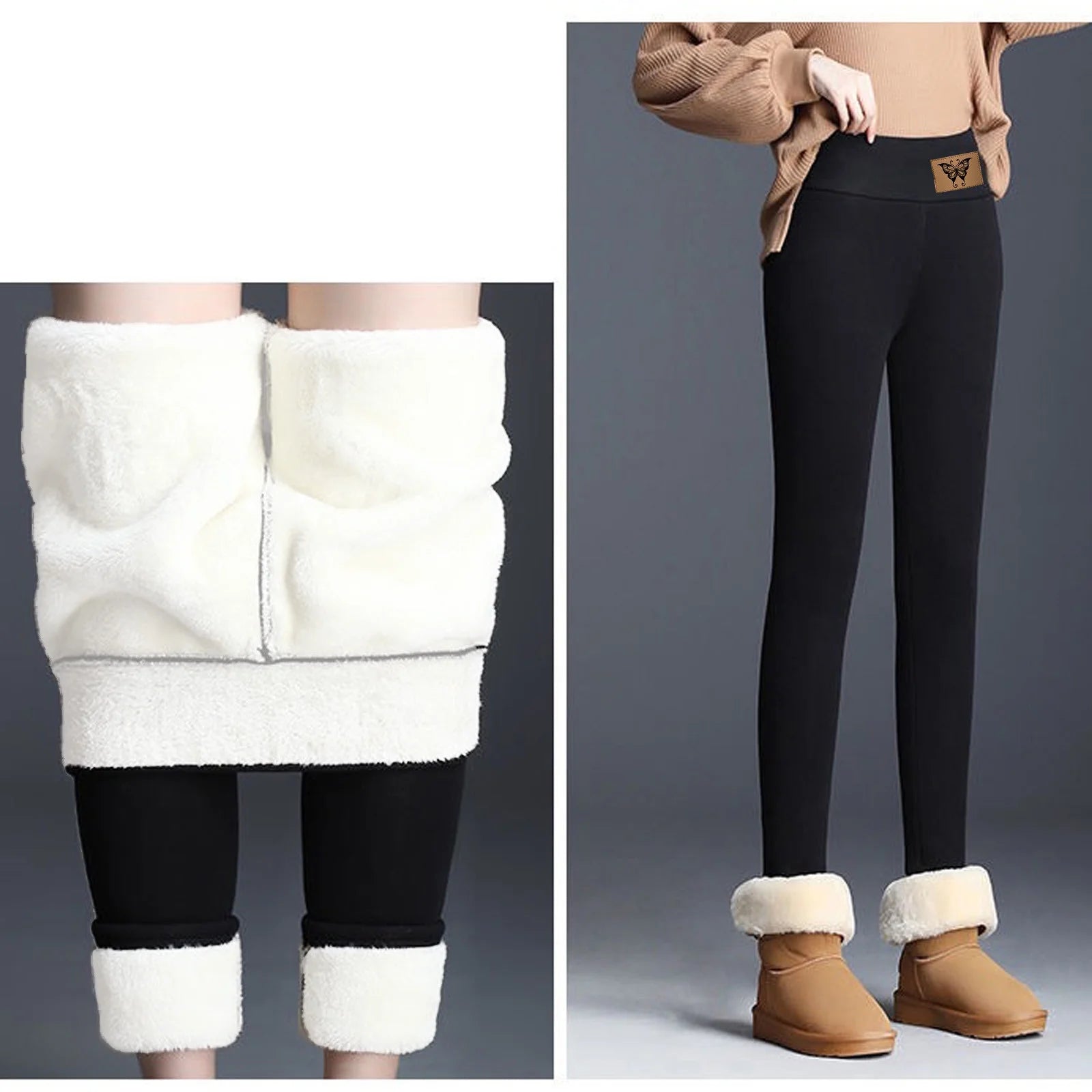 Super Thick Fleece Leggings for Women,Winter High-Waisted Leggings Fleece Lined Warm Pants,Elastic Slim Workout Yoga Tight