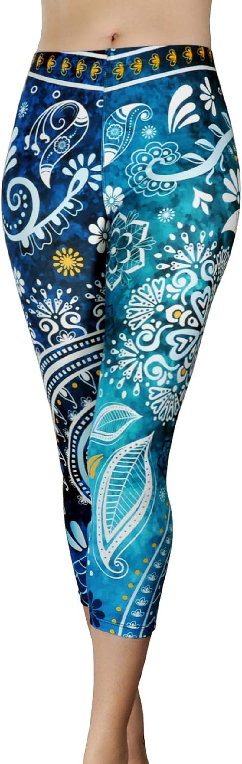 Pants - Workout Capris - High Waist Workout Leggings for Women - Lightweight Printed Yoga Legging - Size S/M 4-10