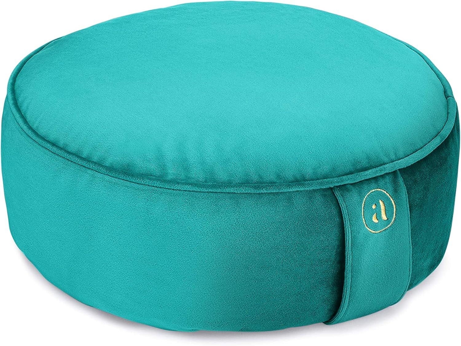 Buckwheat Meditation Cushion round Zafu Yoga Pillow - Zafu Meditation Cushion Velvet with Zippered Organic Cotton Liner to Add or Remove Hulls | Machine Washable - Free Carry Bag (Emerald)