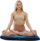 Velvet Zabuton Meditation Mat - Luxurious Meditation Cushion Floor Pillow - Zabuton Meditation Cushion Large - 100% Cotton Filling (Sapphire)